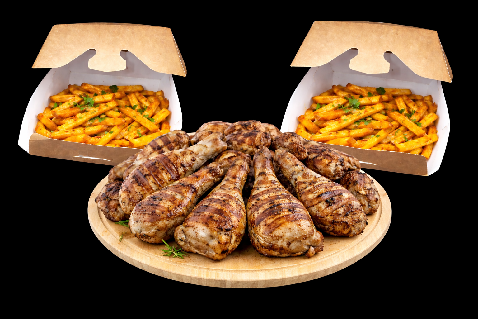 1kg Charcoal Grilled Chicken & 2 Boxes of Masala Fries